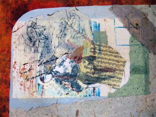String Quartet collaged collagraph 28x36 in